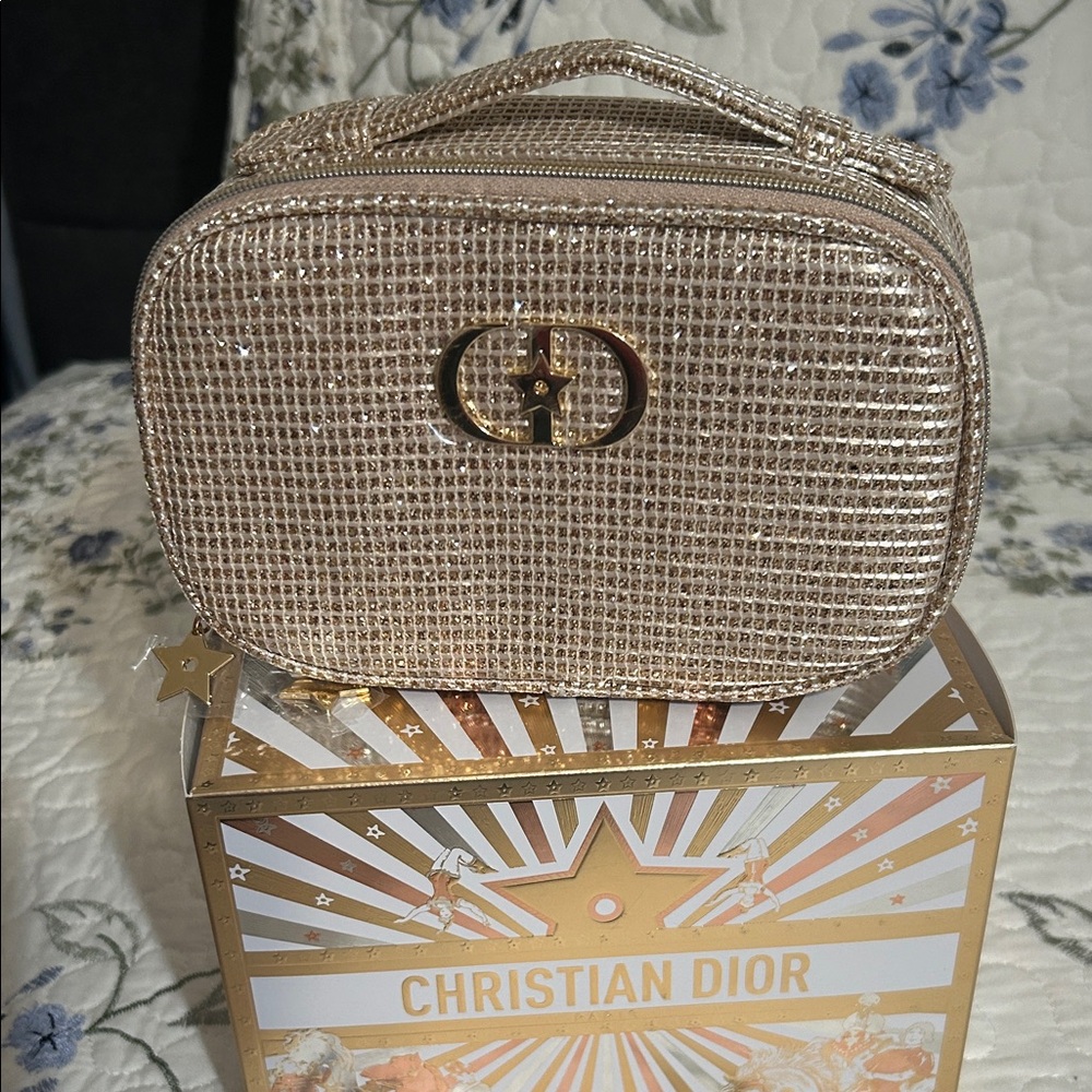 Dior Gold Textured Cosmetic Bag